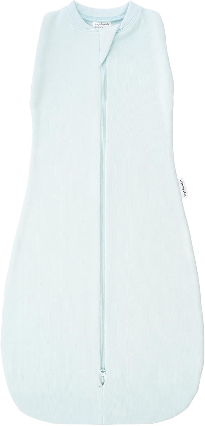 Tiny Twinkle Baby Sleep Sack 3-6 Months 1.0 TOG, Cotton & Elastane Wearable Blanket, Swaddle Transition Micro-Fleece, Machine Washable (Ice Blue)