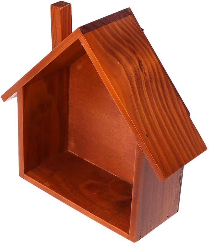 Small House Shaped Wall Mounted Storage Shelf Natural Wood Wall Shelf Organizer for Bedroom Room Office Cute Decorative Display Rack for Collectibles and Knickknacks Wood Color