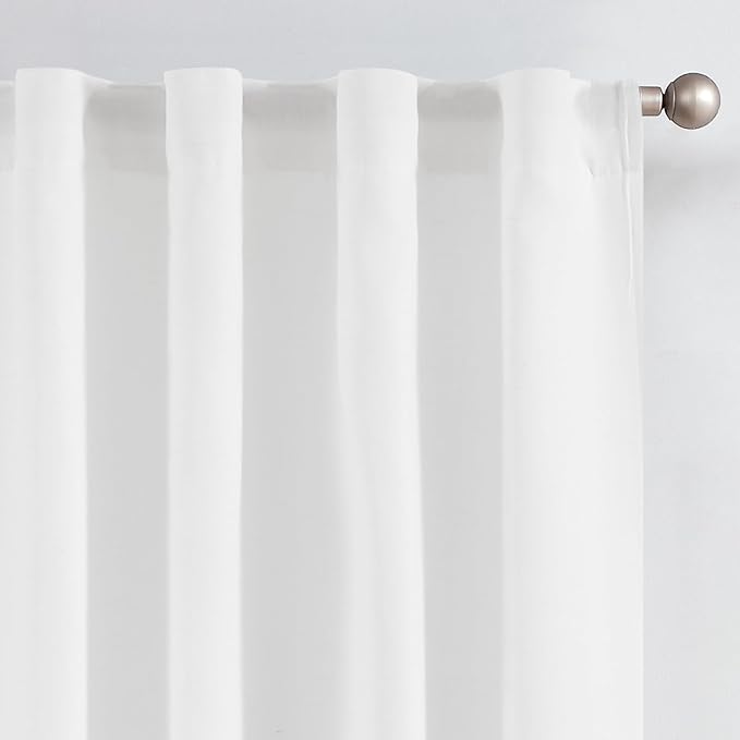 jinchan White Linen Blend Curtains for Living Room 84 Inch Length 2 Panels Curtains for Sliding Glass Doors, 50 Inch Wide Farmhouse Drapes with Rod Pocket Back Tab(50W x 84L, White)