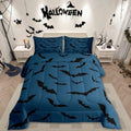 Erosebridal Halloween Bat Comforter Set Gothic Bats Bedding Set King Size,Black Blue Spooky Goth Quilt for Kids Boys Girls Adults Vintage Halloween Decor Down Comforter,Horror Room Decor