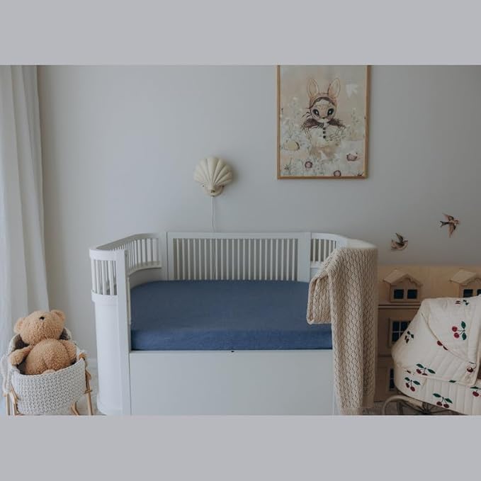 Dreamology Mini Crib Sheets for Boys,Girls,100% Cotton Crib Sheets,2 Pack,Baby Mattress Sheets,Pack and Play Sheets,Pack n Play Sheets,Crib Sheet,24 x 38 Mini Crib Sheets | Denim Blue and Sky Blue
