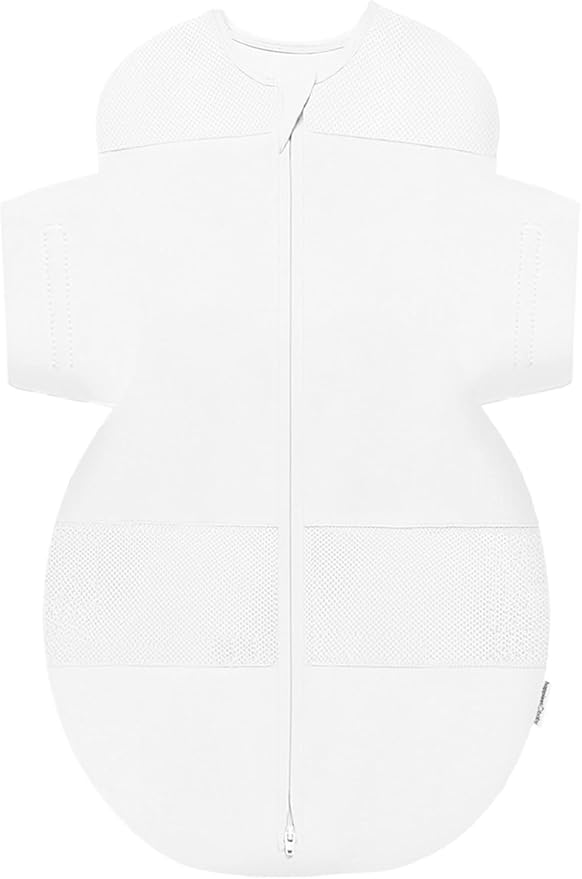 Happiest Baby SNOO Sleep Sack - 100% Organic Cotton Baby Swaddle Blanket - Doctor Designed Promotes Healthy Hip Development (White, X-Large)