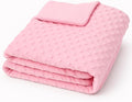 Threadart Minky Baby Blanket, 28" x 38", Light Pink Double-Sided Smooth + Dot, Ultra Soft, Newborn and Toddler, Machine Washable