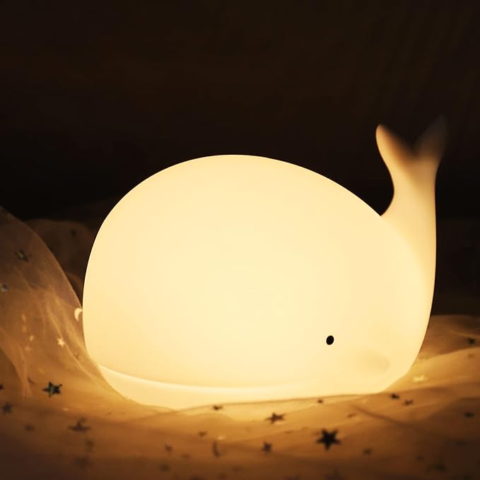 ZKLiLi Children's Night Light Cute Whale Light, 16 Colors+Touchable+Silicone Children's Night Light, USB Rechargeable Whale Night Light for Children's Room, Girl's Birthday and Easter Gift (Whale)