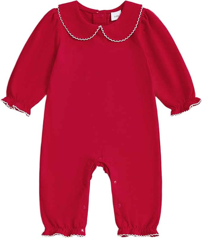 Merqwadd Baby Coming Home Outfit Boy Girl Cotton Long Sleeve Romper Jumpsuit Plain One-Piece Clothes