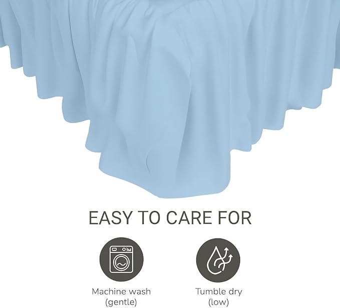 Crib Bed Skirt Dust Ruffle with Split Corners - 100% Cotton - Nursury Standard Crib Bedding Toddler Bedskirt for Baby Boys or Baby Girls - 14" Drop - Light Blue Crib Skirt