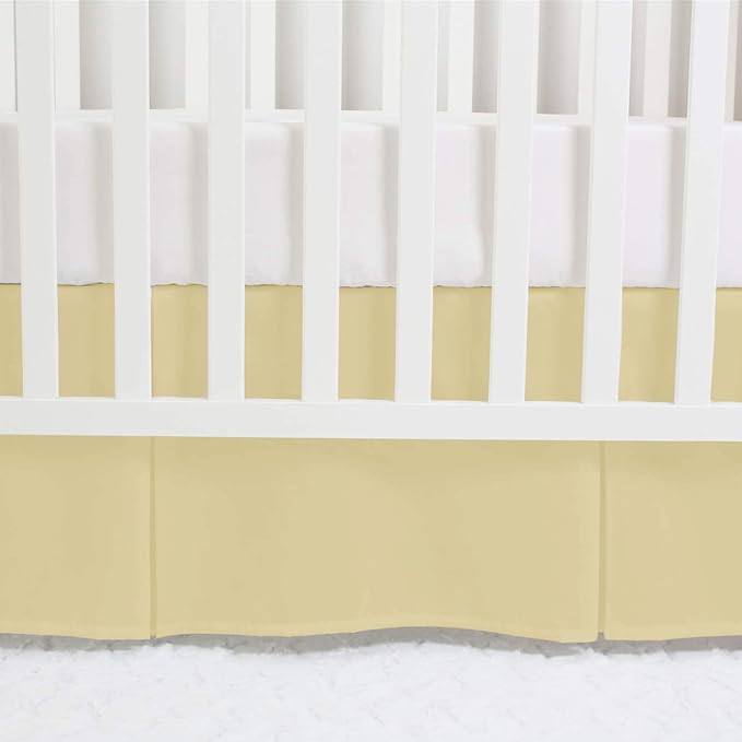 Box Pleated Mini Crib Bed Skirt Premium 100% Cotton 800 Thread Count Nursery Crib Toddler Bedding Crib Bedskirt for Baby Boys or Baby Girls, (24" x 38") + 10" Drop Lenght - Ivory Solid