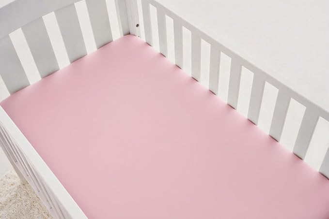 American Baby Company 2 Pack Fitted Crib Sheets 28" x 52", 100% Polyester Ultra Soft Microfiber, White/Pink, for Boys and Girls, Fits Crib and Toddler Bed Mattresses