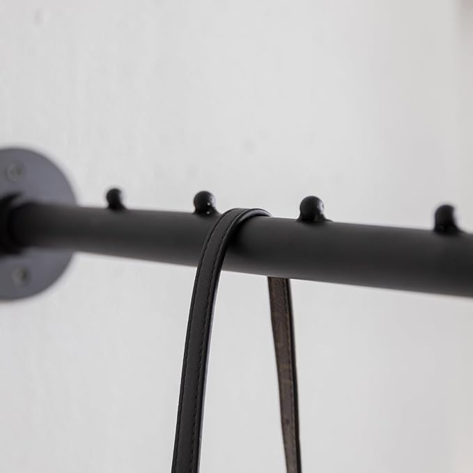 Industrial Wall Pipe Clothes Bar - Heavy Duty Metal Coat Hanger with Hook, Wall-Mounted Garment Holder Racks,Wall Clothing Racks/Hanging Rail, 2Pcs