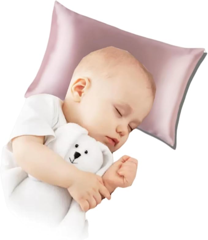 ROSEWARD Organic Mulberry Silk Baby Pillowcase with Zipper, 10"x13" Toddler Pillow Cover – Hypoallergenic, Soft for Kids Hair & Skin, for Boys & Girls, Great for Travel & Crib (Pink)