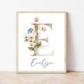 Personalized Wooden Name Sign, Floral Monogram Nursery, Boho Floral Pattern, Baby Name Sign for Kids Room Gift/15