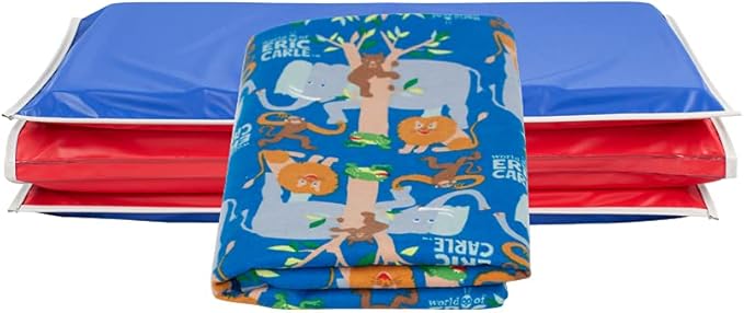 KinderMat + Eric Carle Kinderbundle - The Very Hungry Caterpillar and Friends - Full Nap Mat & Washable Cover, Special Edition - 47" x 22", Value Bundle, Great for Daycare & Family Households