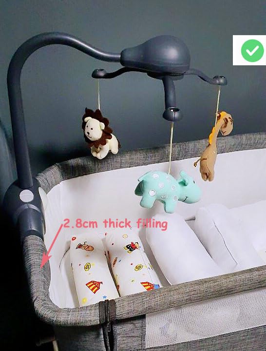 Pack and Play Crib Mobile for Boys or Girls,Light Blue Bassinet Mobile with Music,Rotation,Nursy Lights,Natural Sounds,Timer Function,Starlight Projection