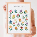 OZCONO Flowers Learning Poster, Vibrant Nature Chart Kids, Preschool Wall Decor Art, Homeschool Education Guide (Unframed) (11x14)