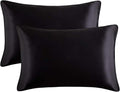 Silky Satin Toddler Pillowcases Set of 2, Super Soft Travel Pillow Covers, Small Kids Pillow Cases with Envelope Closure, 13"x 18", Black