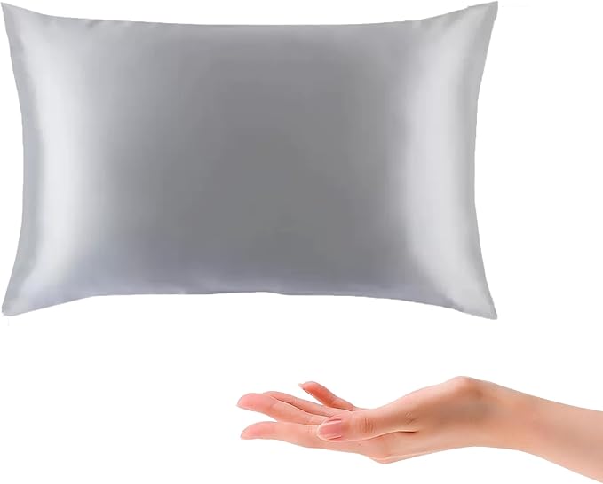 ROSEWARD Organic Silk Baby Pillowcase with Zipper, Small 10"x13" Pillow Cover for Boys & Girls, Ideal for Bed & Travel, Soft for Kids Hair & Skin, Hypoallergenic Pillowcases for Toddlers (Grey)