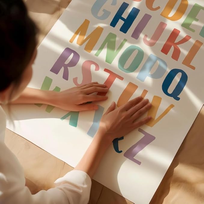 OZCONO Rainbow Alphabet and Numbers Poster for Kids, Educational Wall Art,Classroom Decor, Montessori Teaching, Toddler Learning (Unframed) (11x14)