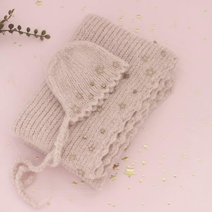 Newborn Baby Photography Props Outfits Hat Long Ripple Wrap Set for Boys Girls Photography Photoshoot Photos