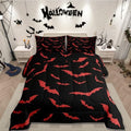 Erosebridal Bat Bedding Set Halloween Comforter Set with 1 Pillow Case Red Bats Animals Quilt Toddler Size for Kids Boys Bedroom Holiday Gothic Spooky Style Quilt