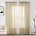 MIULEE 2 Panels Solid Color Sheer Window Curtains Elegant Window Voile Panels/Drapes/Treatment for Bedroom Living Room (54X108 Inches Beige)