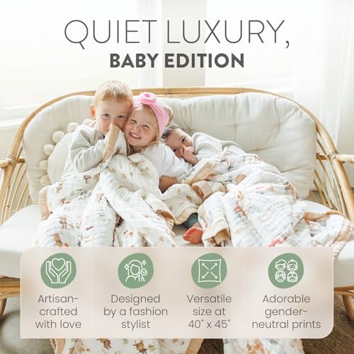 Organic Cotton Muslin Baby Blanket for Boys and Girls - Luxurious Soft Toddler Quilt for Swaddling - Gender Neutral Blanket - Baby and Toddler Gift - Bright Dot