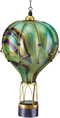 Regal Art & Gift Hot Air Balloon Solar Lantern – Hanging Solar-Powered LED Lights, Waterproof Portable Decorative Outdoor Lamp Made of Metal & Glass for Garden, Patios & Pathway – Green(Large)