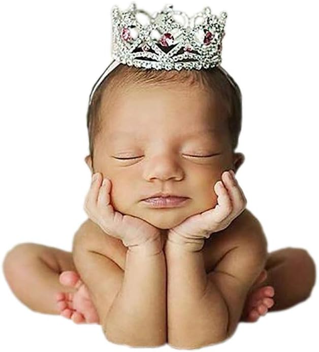 Infant Baby Girl Boy Crown Photo Shoots Headband for Newborn Crystal Princess Party Headwear Photography Props