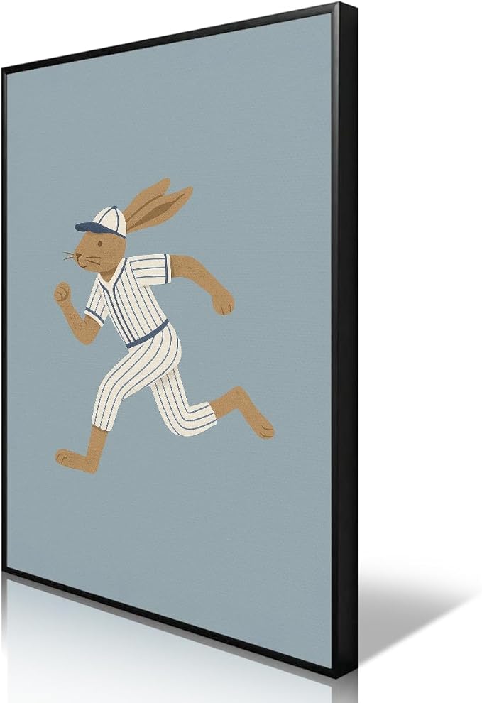 Baseball Poster Canvas, Baby Boy Sports Nursery Wall Art, Cute Animal Rabbit Bear Athletes Pictures, Let's Do This Boys Charming Quote Print, Kids Bedroom Baseball Field Art 16x24in Unframed