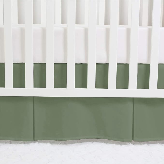 Box Pleated Mini Crib Bed Skirt Premium 100% Cotton 800 Thread Count Nursery Crib Toddler Bedding Crib Bedskirt for Baby Boys or Baby Girls, (24" x 38") + 10" Drop Lenght - Sage Solid