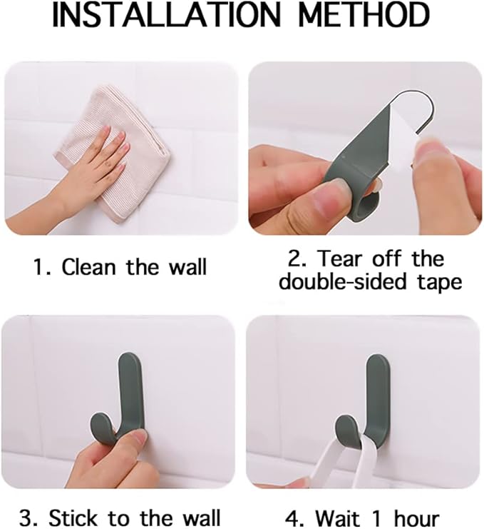 12 Pack Adhesive Hooks Utility Wall Hooks Key Hooks for Wall Decorative Key Holder Rack Self Adhesive Wall Hooks for Towels, Hats, Shower, Kitchen, Living Room, Office