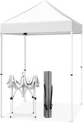 EAGLE PEAK 5x5 Pop Up Canopy Tent Instant Outdoor Canopy Easy Set-up Straight Leg Folding Shelter, White
