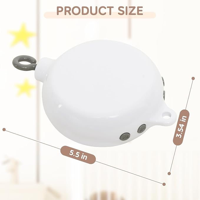 Crib Mobile Rotary Music Box, 35 Lullabies Crib Mobile Battery Operated Plays with 360° Rotating Hook Volume Adjustable（Battery Not Include）