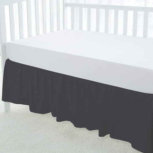 100% Egyptian Cotton, Nursery Crib Toddler (28" x 52" + 16") 800 Thread Count Crib Skirt Dust Ruffle, Bedding Skirts for Baby Boys or Girls, 16" Drop, Dark Grey Solid