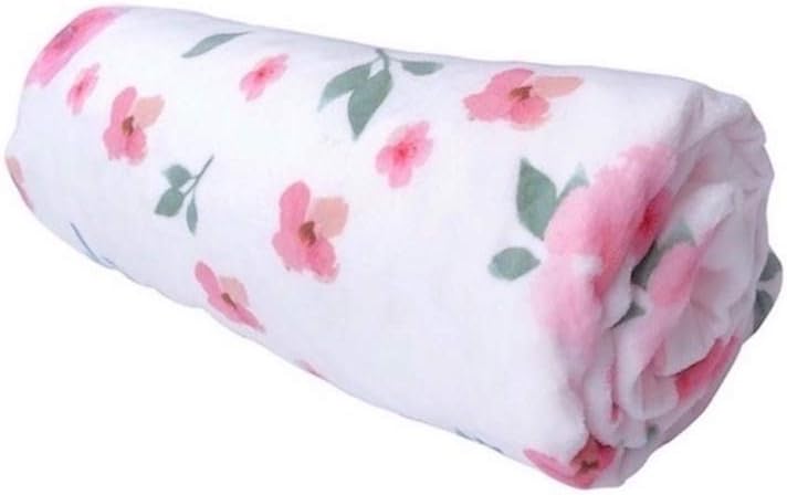 Baby Minky Blanket - Double Layer Soft Plush, Toddler to Newborn, Pink Floral, 30 X 40 inches