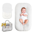 Baby Lounger for Newborn - Snuggle Cozy Me Lounger | Breathable Soft Cotton, 0-24 Months Portable Playtime Baby Nest, Newborn Baby Essentials Gifts - Natural (1 Lounger + 1 Cover)