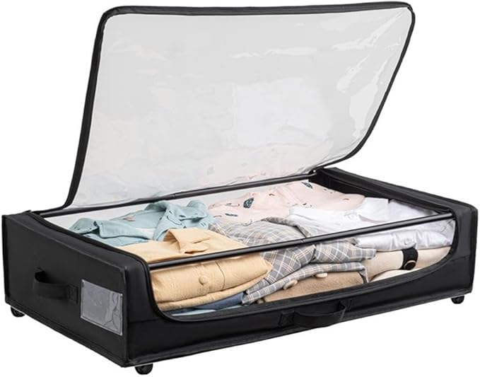Pemberly Row Set of 2 Under-Bed Rolling Storage Container with Transparent Cover
