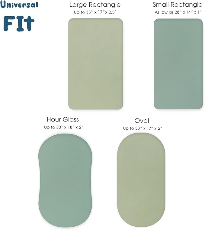 GRSSDER Stretchy Ultra Soft Fitted Bassinet Sheet 2 Pack, Universal Fit for Bassinets Baby Cradle Moses Basket Oval Rectangle Mattress Safe and Snug, Jersey Bassinet Sheets for Girls, Green & Sage