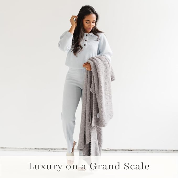 SARANONI Bamboni Luxury Throw Blanket | Oversized Super Soft Plush Home Decorative Comfy Blankets for Couch or Bed | Gray - X-Large 60” x 80”
