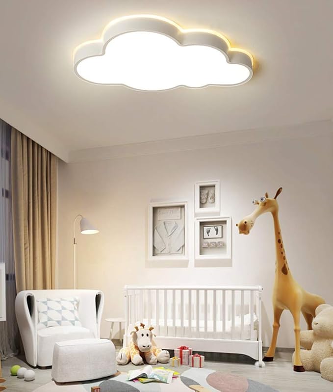 LAKIQ Modern Creative Acrylic LED Lights Cloud Shape Children Room Ceiling Light Flush Mount Ceiling Chandelier Lighting Fixture for Kids Bedroom Kindergarten Living Room(21.5'',White Light)