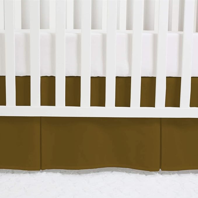Box Pleated Crib Bed Skirt Premium 100% Cotton 800 Thread Count Nursery Crib Toddler Bedding Crib Bedskirt for Baby Boys or Baby Girls, (28" x 52") + 14" Drop Lenght - Taupe Solid
