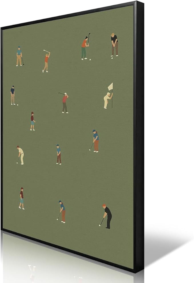 Golf Canvas Wall Art, Baby Boy Nursery Sports Posters, Animal Athletes Elephant Rabbit Pictures, Little Legend Charming Quote Print, Kids Bedroom Golf Course Wall Decor 8x12in Framed