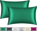 100% Mulberry Silk Pillowcase 2 Pack for Hair and Skin,with Hidden Zipper,Both Sides 22 Momme Natural Silk Pillow Cover,Soft Breathable & Smooth (Dark Green, Queen)