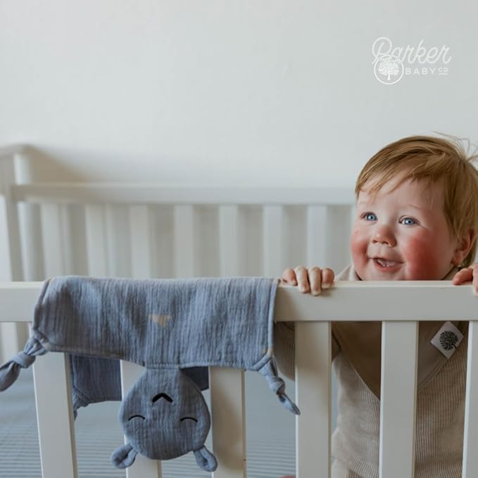 Parker Baby Muslin Lovey Security Blanket for Babies | 100% Organic & Hypoallergenic Muslin Cotton | Soft & Safe for Newborns and Toddlers | Travel Friendly Sleep Soother