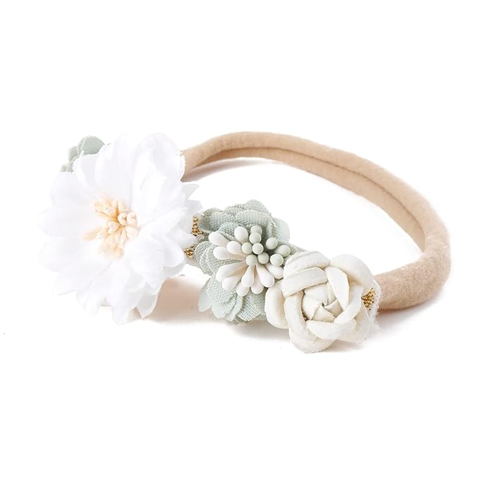 cherrboll 3pcs Baby Girl Flower Headbands, Super Soft & Stretchy Nylon Floral Hairbands for Newborn Toddler