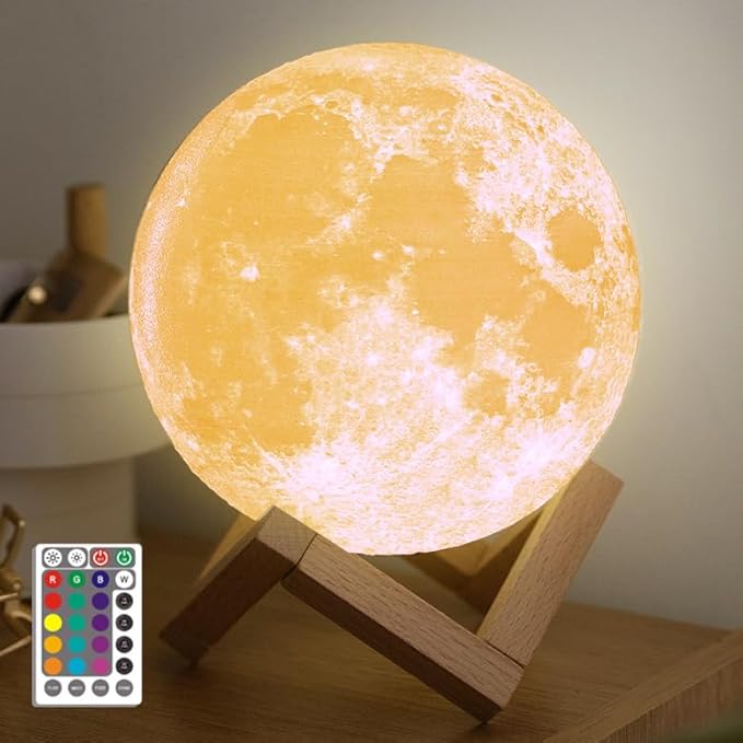Moon Lamp, Moon Light, Moon Decorations, Cool Lamp, Moon Lamps for Adults, Decor for Boys, Thanksgiving, Christmas, 5.9 Inch, 16 Color Led