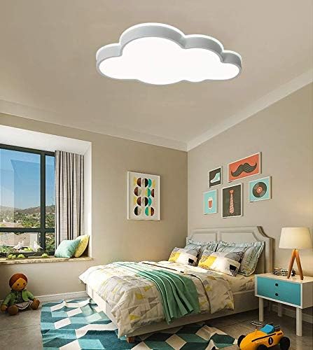 LAKIQ Modern Dimmable Acrylic LED Lights with Remote Creative Cloud Shape Children Room Flush Mount Ceiling Lighting Fixture for Kids Bedroom Kindergarten Living Room(21.5'',Stepless Dimming)