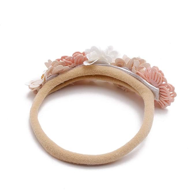 cherrboll 3pcs Baby Girl Flower Headbands, Super Soft & Stretchy Nylon Floral Hairbands for Newborn Toddler