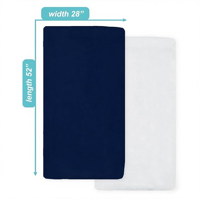 American Baby Company 2 Pack Fitted Crib Sheets 28" x 52", 100% Polyester Ultra Soft Microfiber, White/Navy, for Boys and Girls, Fits Crib and Toddler Bed Mattresses