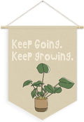 Plant Classroom Decor, Keep Going Keep Growing Motivational Linen Canvas Banner, Growth Mindset Mental Health Wall Hanging Pennant Flag Banner for Classroom Playroom Homeschool Decor, 15x11in