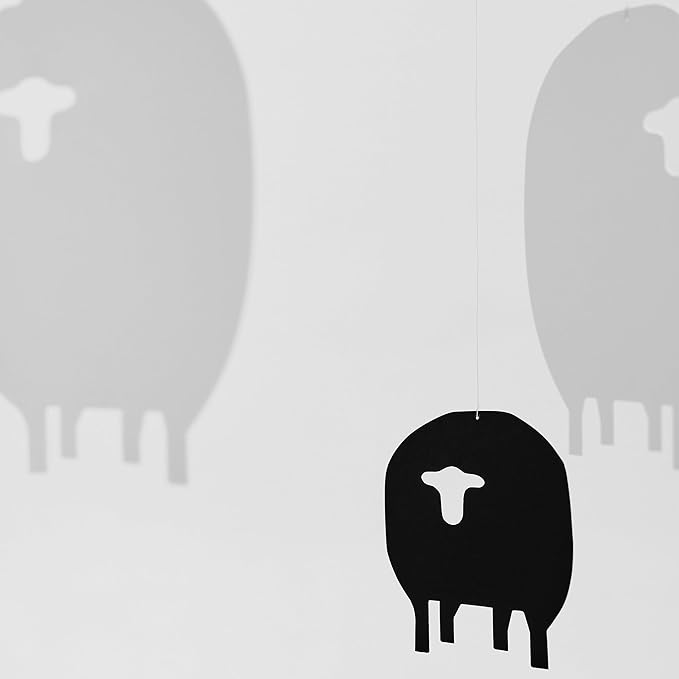 Flensted Mobiles Sheep Hanging Nursery Mobile - 17 Inches Plastic - Handmade in Denmark - Conversation Piece and Room Decor - Unisex - Wall Mount